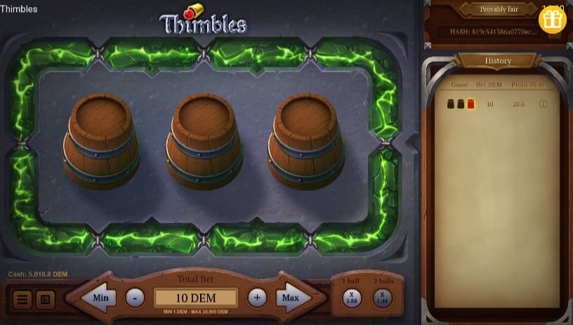 Thimbles game