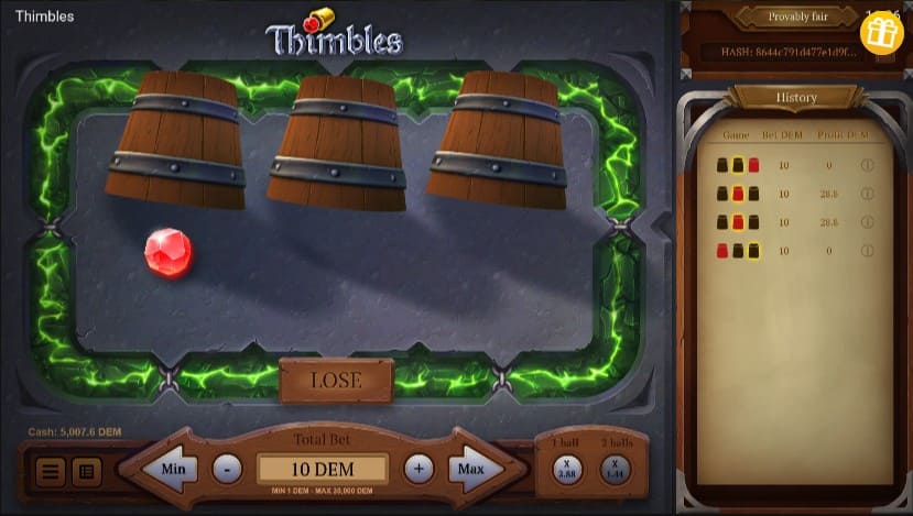 Thimbles game