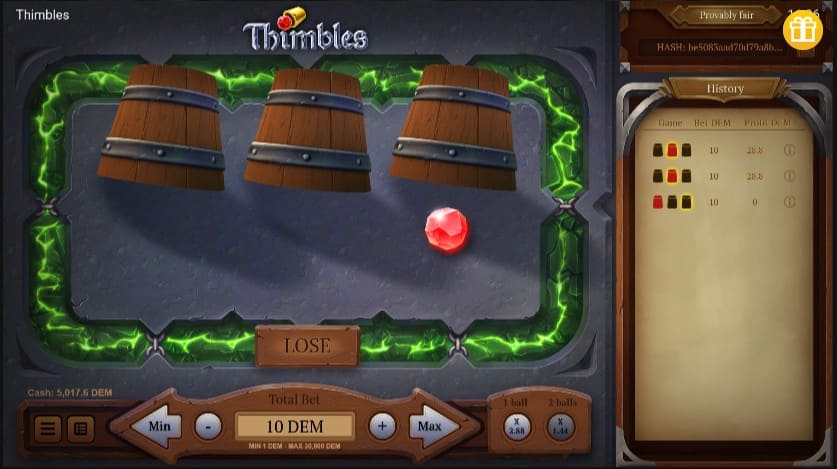 Thimbles game