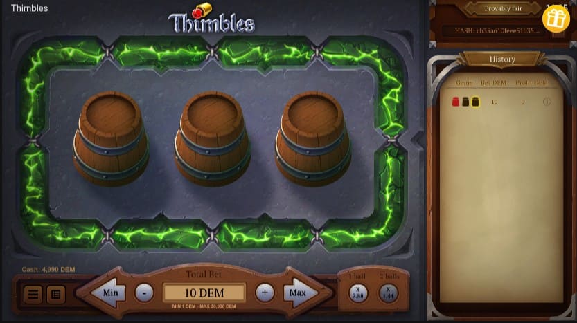 Thimbles game