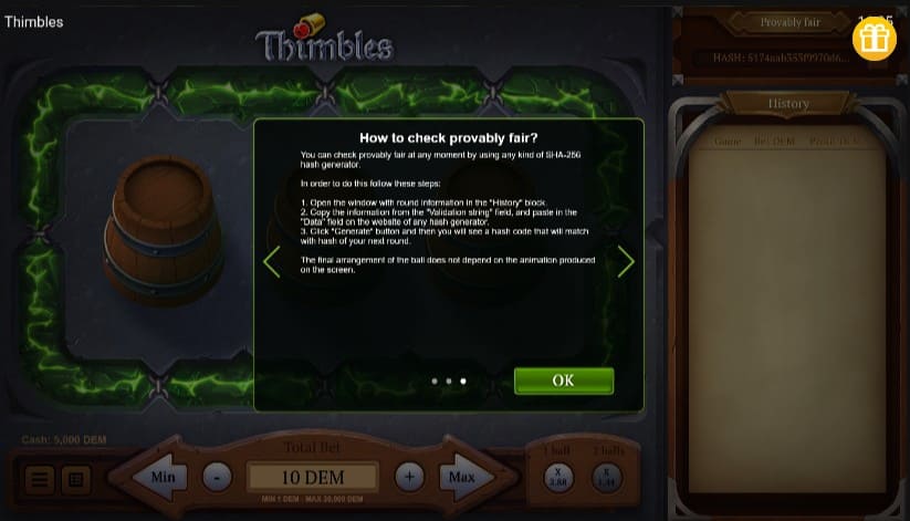 Thimbles game