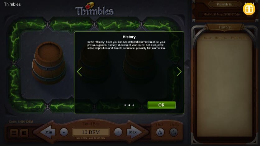 Thimbles game